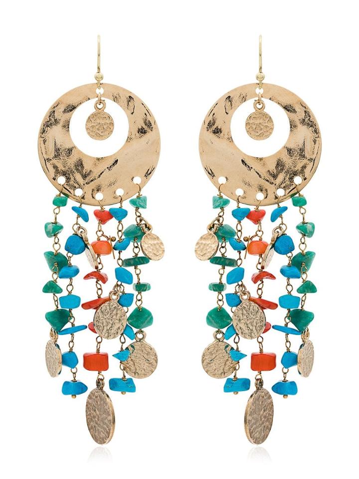 Rosantica Brass And Stone Coin Drop Earrings - Gold