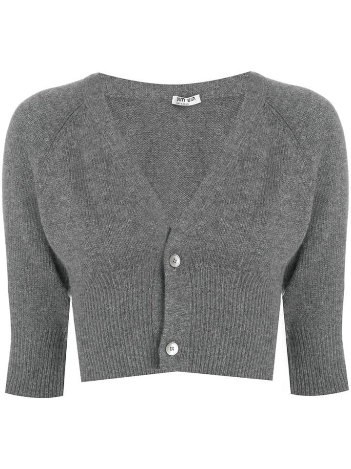 Miu Miu Cashmere Cropped Cardigan - Grey