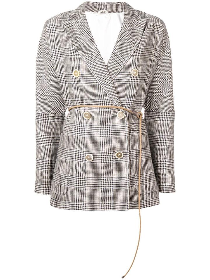 Brunello Cucinelli Double Breasted Glen Check Blazer - Brown