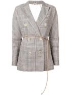 Brunello Cucinelli Double Breasted Glen Check Blazer - Brown
