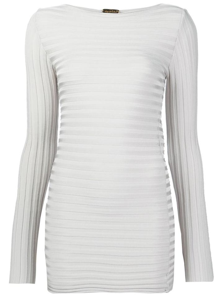 Pepa Pombo Embossed Stripes Long Sleeve Blouse, Women's, Nude/neutrals, Viscose/polyester