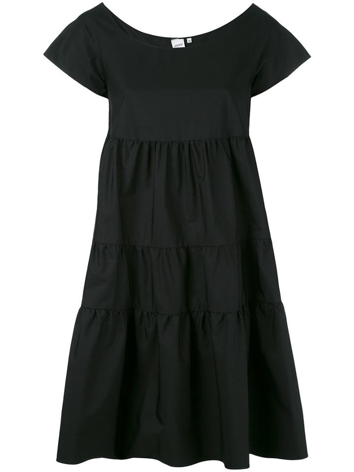 Aspesi - Flared Tier Dress - Women - Cotton - 40, Black, Cotton