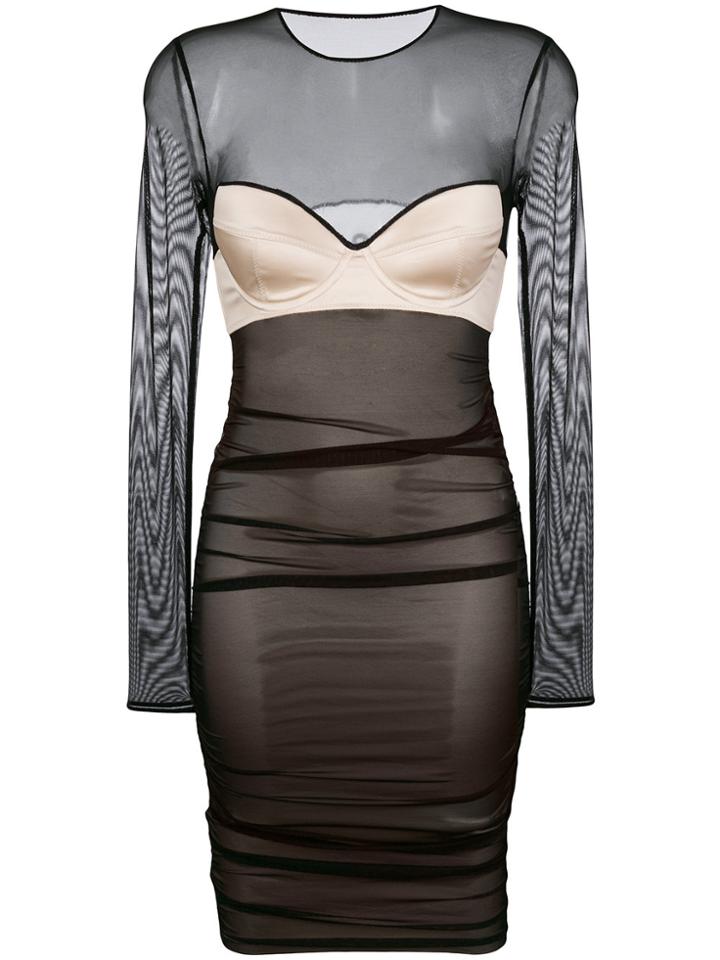 Faith Connexion Mesh Bustier Dress - Black