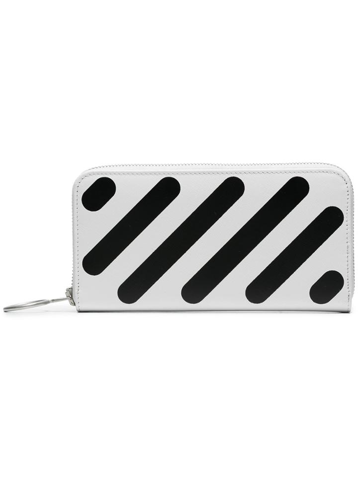 Off-white Medium Leather Wallet With Diagonal Stripes