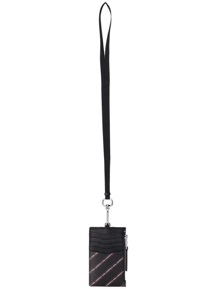 Karl Lagerfeld K/stripe Logo Badge Holder - Black