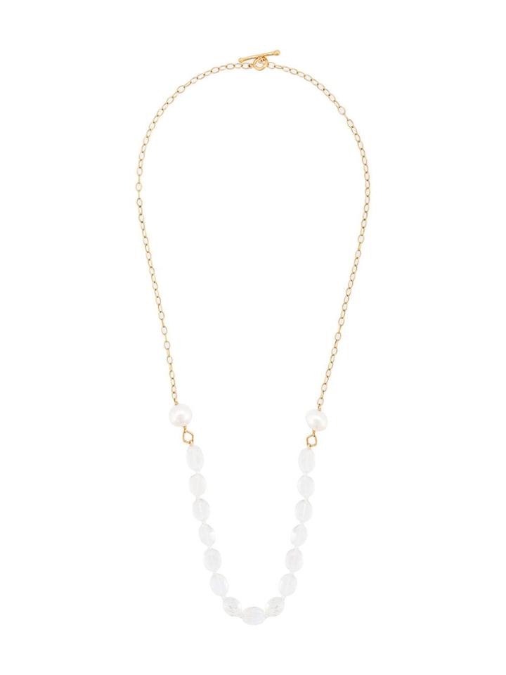 Cathy Waterman 22kt Gold Rainbow Moonstone Pearl Necklace - Blue