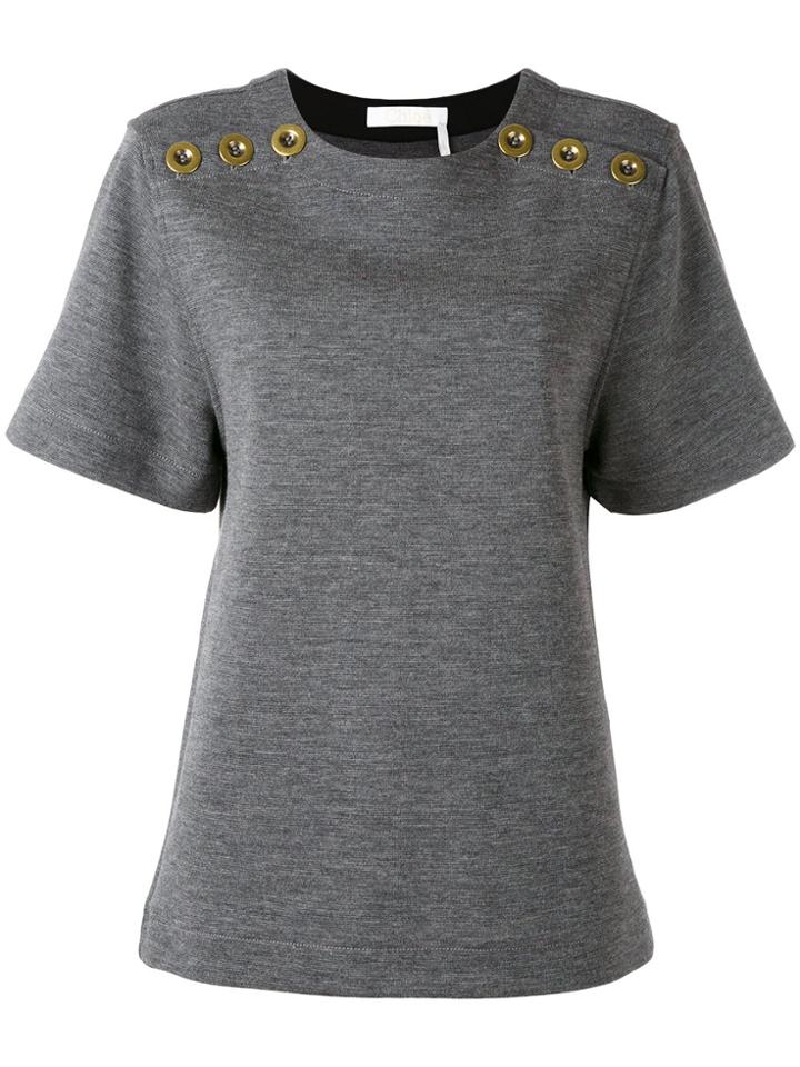 Chloé Eyelet Shoulder Top - Grey