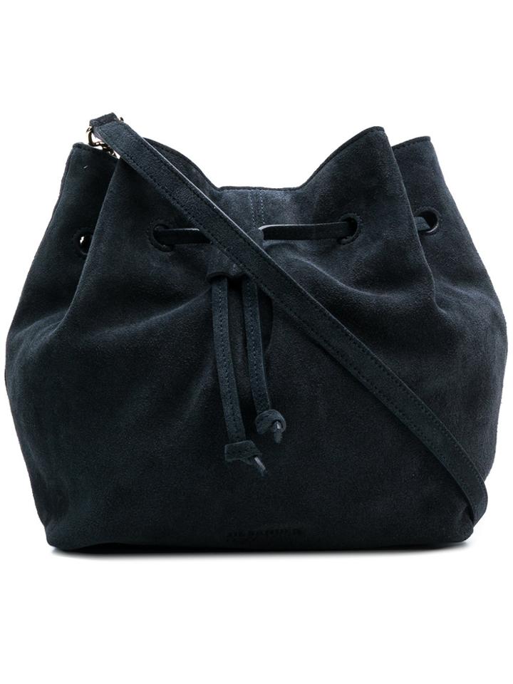Jil Sander Navy Bucket Shoulder Bag - Blue