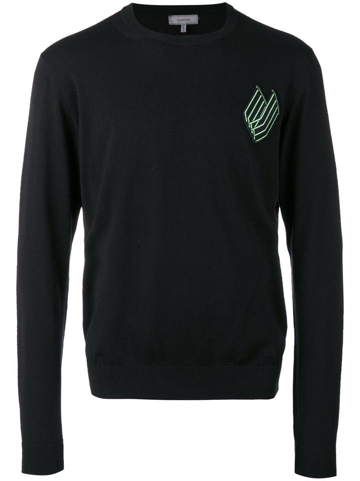Lanvin Embroidered Spiral Pullover, Men's, Size: Large, Black, Wool/cotton/polyester