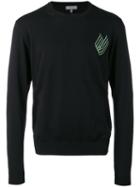 Lanvin Embroidered Spiral Pullover, Men's, Size: Large, Black, Wool/cotton/polyester