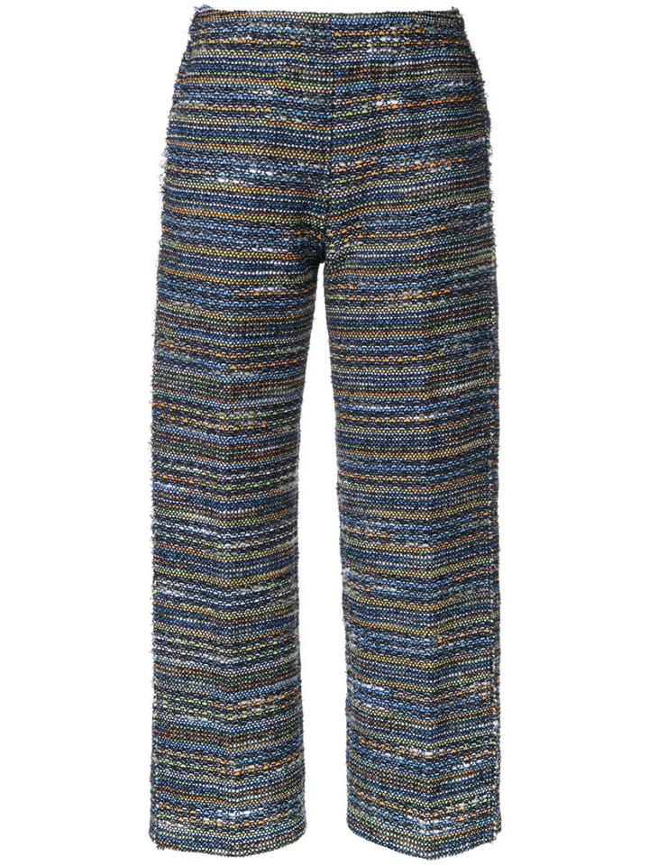 Coohem Lightweight Knit Cropped Trousers, Women's, Size: 40, Blue, Cotton/acrylic/nylon/paper Yarn