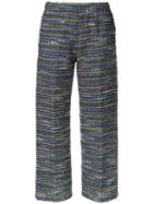 Coohem Lightweight Knit Cropped Trousers, Women's, Size: 40, Blue, Cotton/acrylic/nylon/paper Yarn