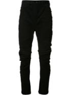 Julius Distressed Panelled Trousers, Men's, Size: 3, Black, Cotton/polyester/polyurethane