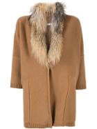 Fabiana Filippi Fur Trim Cardi-coat - Brown