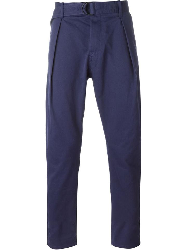 Andrea Pompilio Pleated Tapered Trousers, Men's, Size: 46, Blue, Cotton