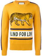 Gucci - Blind For Love Jumper - Men - Polyamide/wool - Xl, Yellow/orange, Polyamide/wool