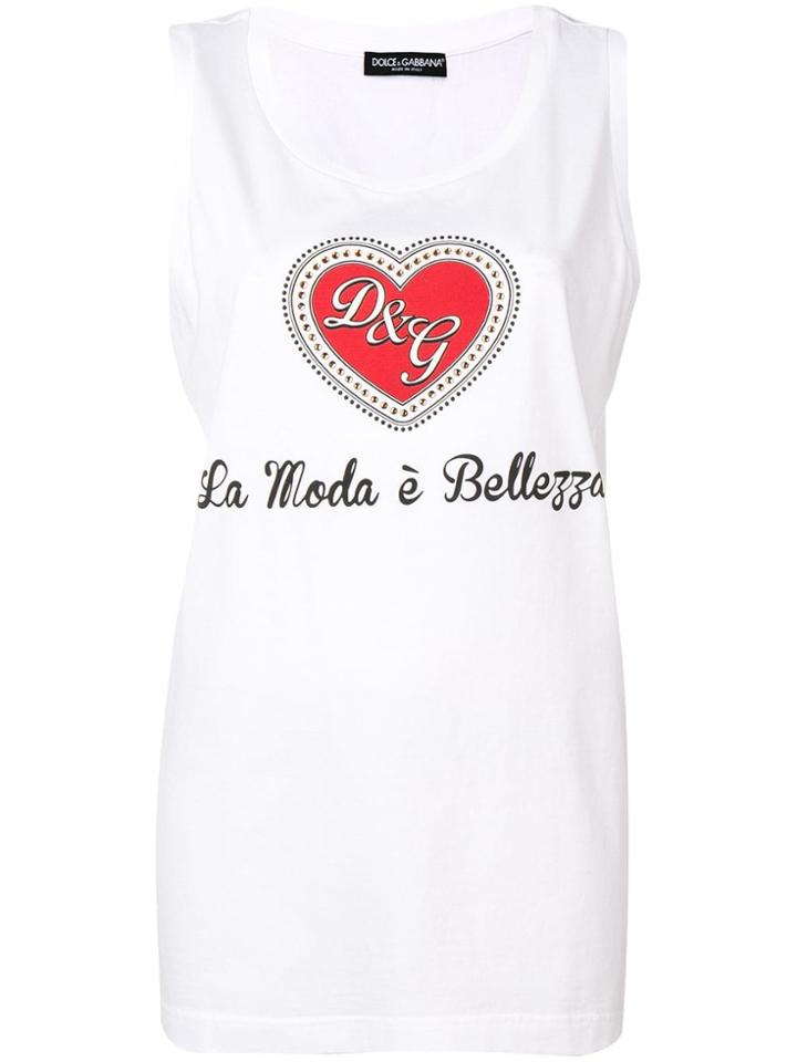 Dolce & Gabbana Slogan Print Tank Top - White