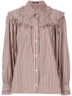 Alexa Chung Striped Button Shirt - Pink & Purple