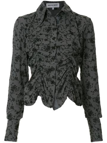 Maxine Beiny Ruched Fitted Shirt - Grey