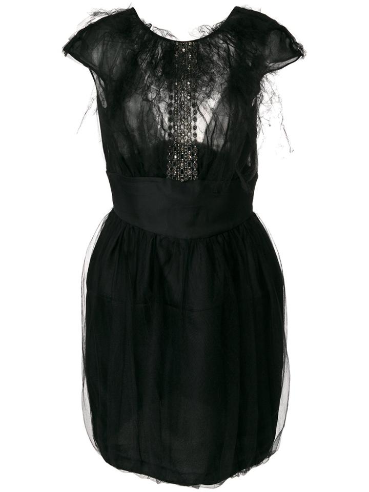 Valentino Vintage Textured Bodice Dress - Black