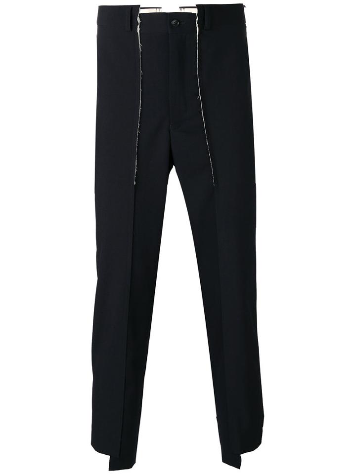 Comme Des Garçons Homme Plus Asymmetric Cropped Trousers, Men's, Size: Medium, Blue, Wool