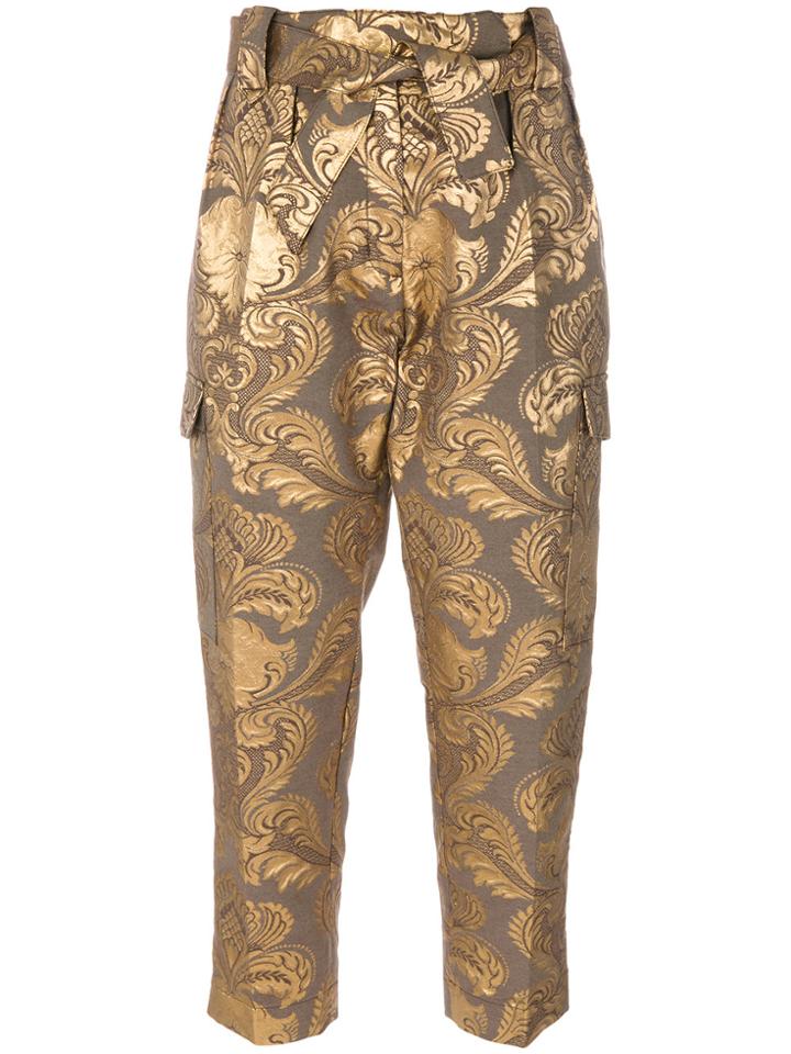 Christian Pellizzari Metallic Jacquard Trousers - Brown