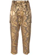 Christian Pellizzari Metallic Jacquard Trousers - Brown