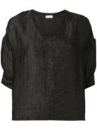 Masscob V-neck Blouse - Black