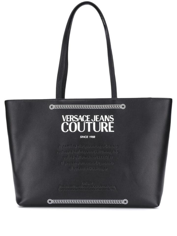 Versace Jeans Couture Logo Printed Shopping Bag - Black