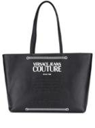 Versace Jeans Couture Logo Printed Shopping Bag - Black