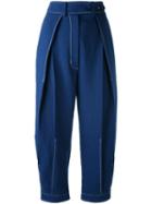 Sportmax Pleat Front Trousers, Women's, Size: 40, Blue, Cotton/linen/flax/viscose