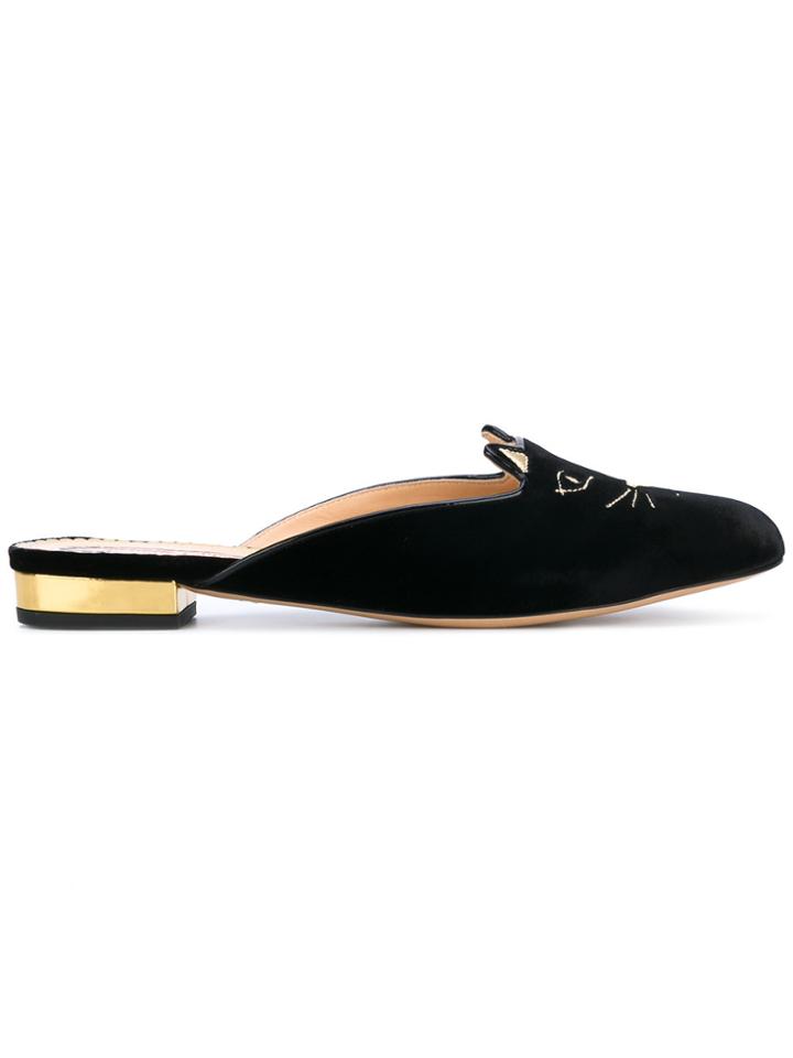 Charlotte Olympia Kitty Slippers - Black
