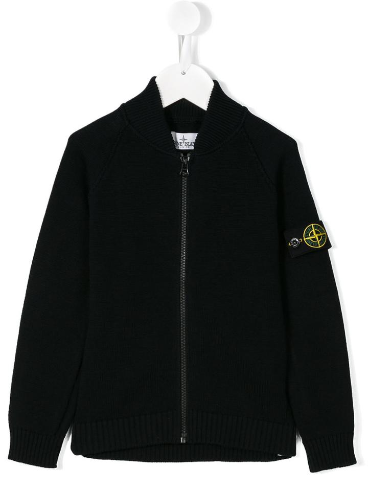 Stone Island Kids Knitted Bomber Jacket, Size: 10 Yrs, Black