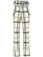Framed Checklist Wide Trousers - Green