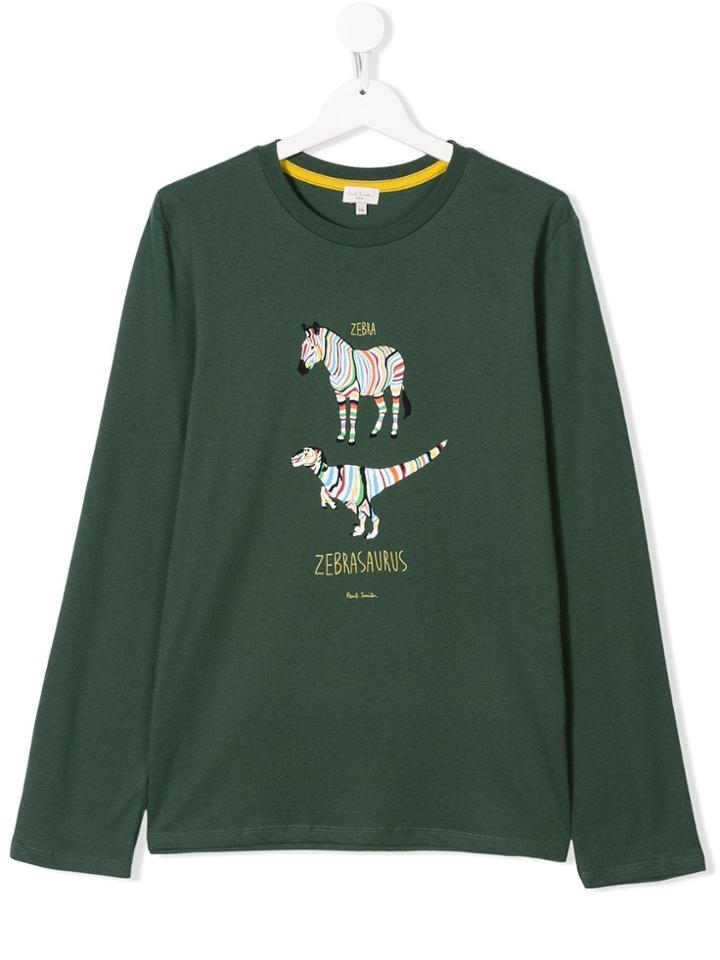 Paul Smith Junior Teen Zebrasaurus Long Sleeve T-shirt - Green