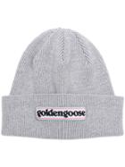 Golden Goose Deluxe Brand Logo Patch Beanie Hat - Grey