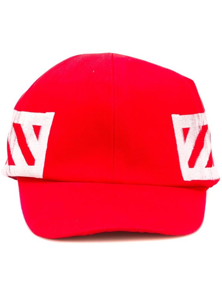 Off-white Striped Baseball Cap, Men's, Red, Cotton