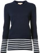 Michael Kors Stripes Detail Ribbed Trim Sweatshirt, Women's, Size: Small, Cashmere/cotton