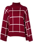 Mrz Windowpane Check Turtleneck Sweater - Red