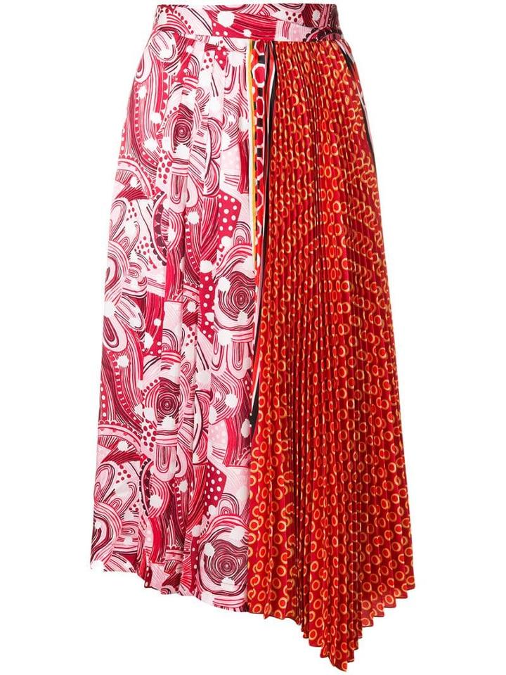 Dondup Contrast Print Pleated Skirt - Pink