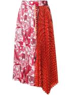Dondup Contrast Print Pleated Skirt - Pink