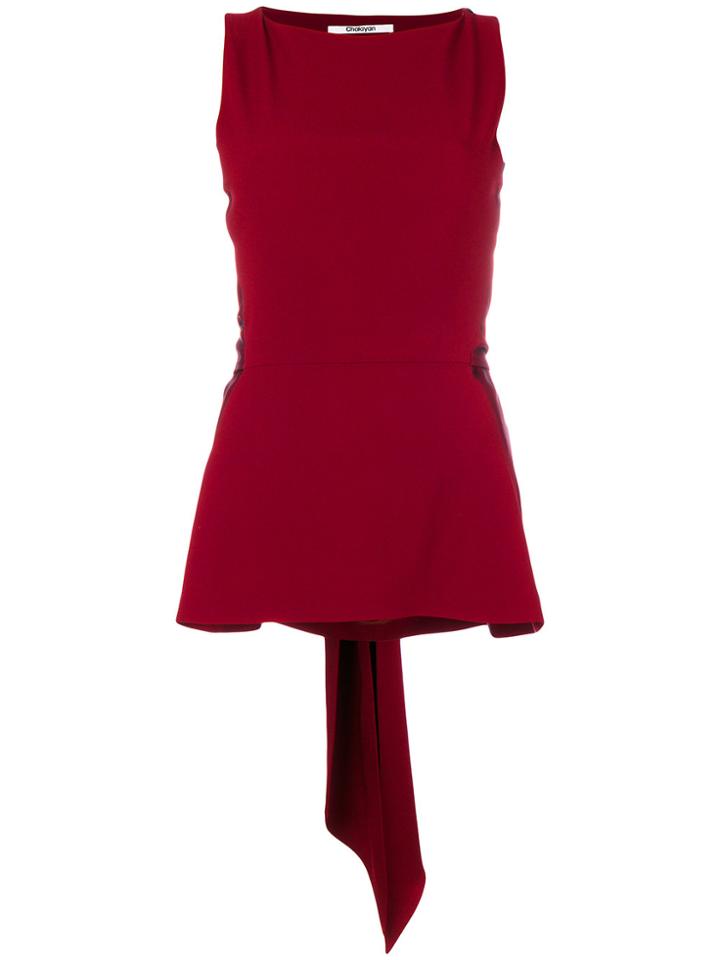Chalayan Satin Tie Back Blouse - Red
