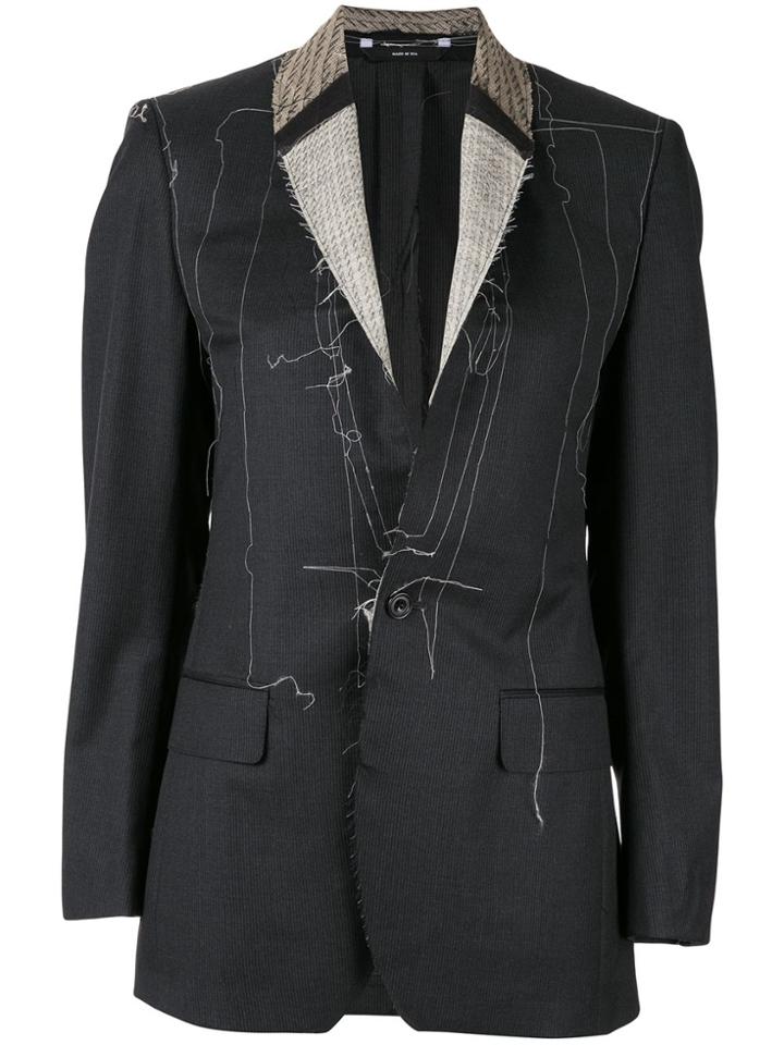 R13 Distressed Contrast Stitching Blazer - Grey