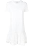 Red Valentino - Shift Ruffle Trim Dress - Women - Cotton/polyamide/polyester - Xs, White, Cotton/polyamide/polyester