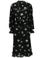 Sonia Rykiel Kiss Print High Neck Midi Dress - Black