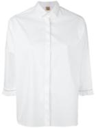 Fay Cropped Sleeves Shirt, Women's, Size: Large, White, Cotton/spandex/elastane
