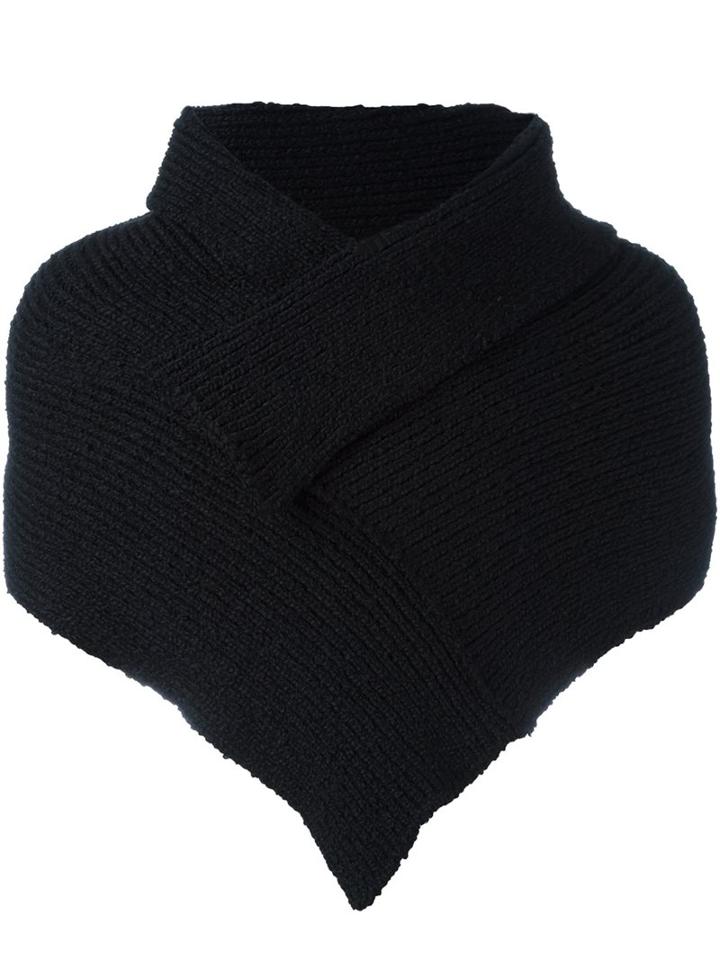 Julius Ribbed Roll Neck Shawl, Men's, Black, Acrylic/wool