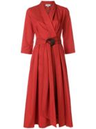 Isa Arfen Midi Wrap Dress - Red