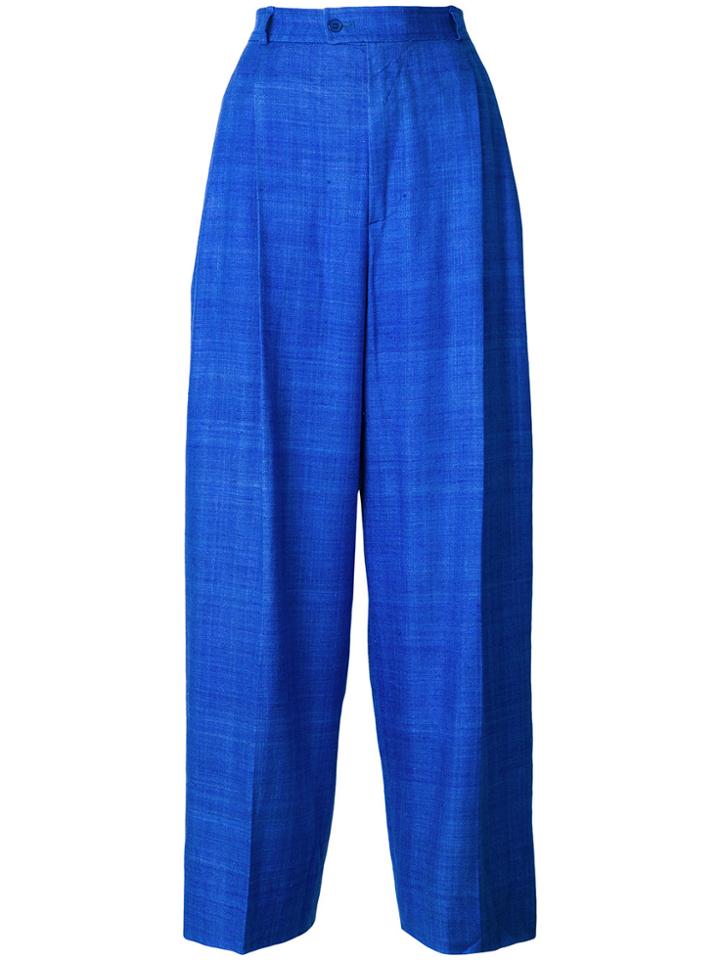Yves Saint Laurent Vintage Tapered Wide-leg Trousers - Blue