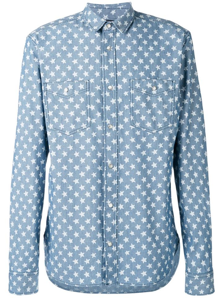 Just Cavalli - Star Print Shirt - Men - Cotton - 48, Blue, Cotton